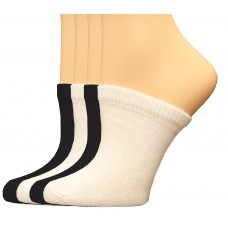 FeetPeople Premium Clog Socks 4 Pair, White/Black