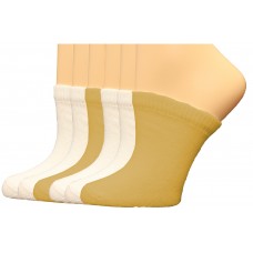 FeetPeople Premium Clog Socks 6 Pair, White/White/Nude