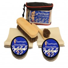 FeetPeople Deluxe Leather Care Kit with Travel Bag, Light Brown