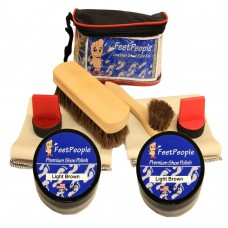 FeetPeople Ultimate Leather Care Kit with Travel Bag, Light Brown