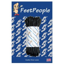FeetPeople Strong Round Laces, Black Reinforced w/ Black Kevlar