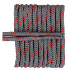 FeetPeople High Quality Round Laces For Boots And Shoes, Grey With Red Chip